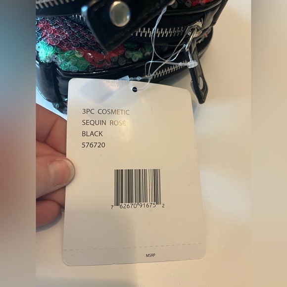 NWT Set of three Betsey Johnson zipper pouches cosmetic sequin bags - Picture 6 of 6